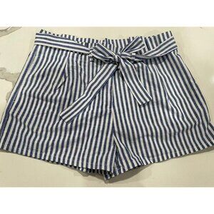 Love Tree Shorts Womens‎ L Paperbag Waist Tie Striped Blue AK107*